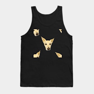 Cute White Dog Faces - Pop Art Pattern on Sartre Blue Palette Tank Top